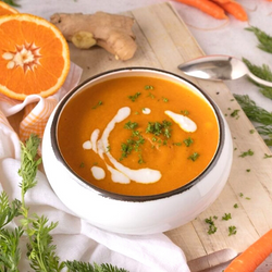 Sopa de zanahoria con jengibre y naranja